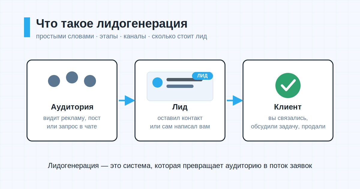 Схема лидогенерации: аудитория, лид с контактами, клиент