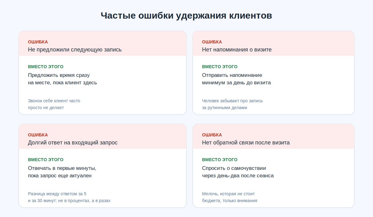 Частые ошибки удержания клиентов массажиста и как их избежать