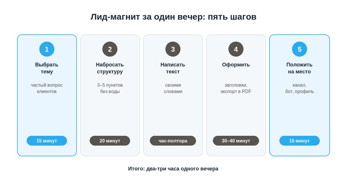 Чек-лист создания лид-магнита за вечер с таймингом каждого шага